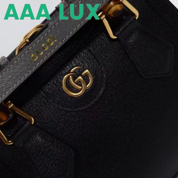 Replica Gucci GG Women Diana Mini Tote Bag Black Leather Double G 10