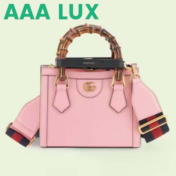 Replica Gucci GG Women Diana Mini Tote Bag Pink Leather Double G