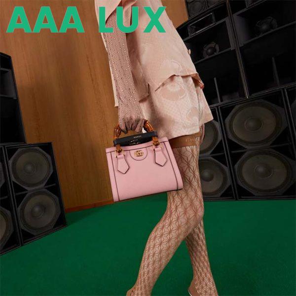 Replica Gucci GG Women Diana Mini Tote Bag Pink Leather Double G 14