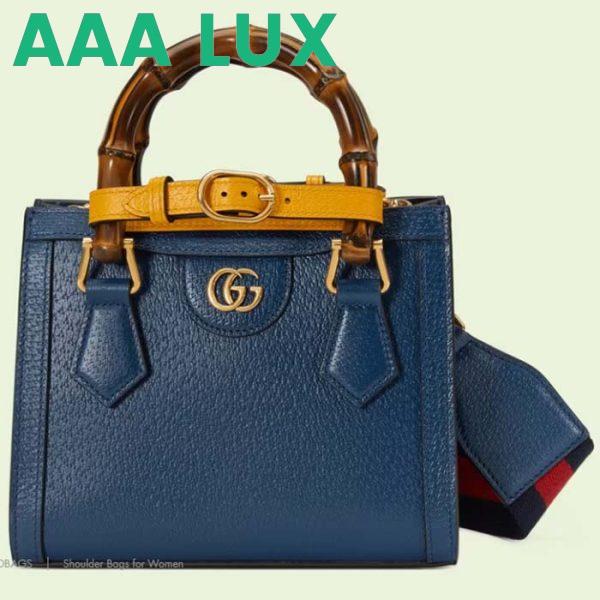 Replica Gucci GG Women Diana Mini Tote Bag Royal Blue Leather Double G
