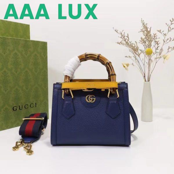 Replica Gucci GG Women Diana Mini Tote Bag Royal Blue Leather Double G 3