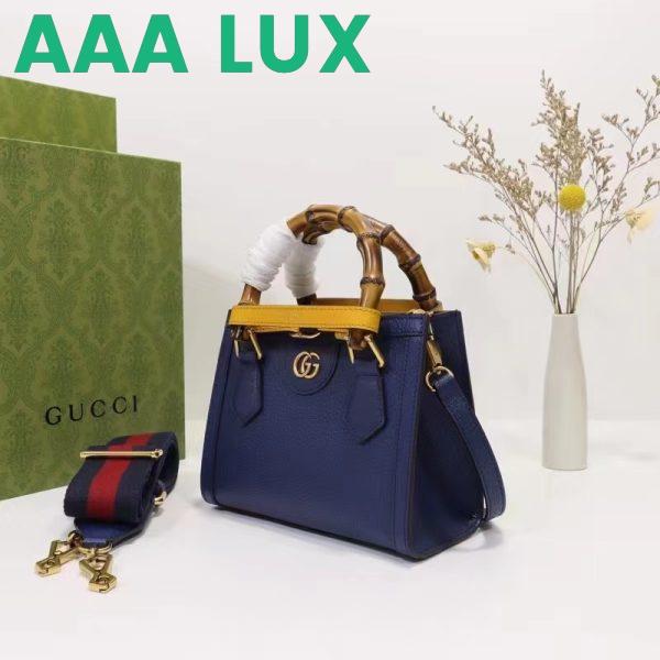Replica Gucci GG Women Diana Mini Tote Bag Royal Blue Leather Double G 5