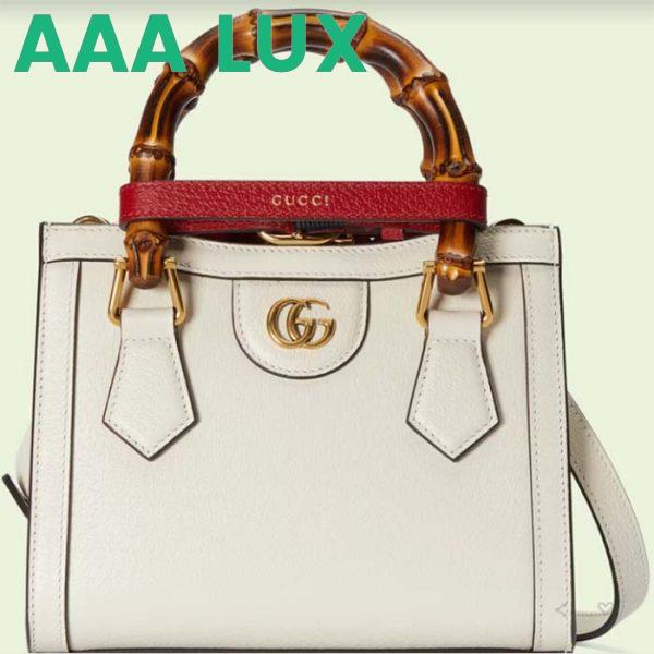 Replica Gucci GG Women Diana Mini Tote Bag White Leather Double G