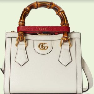 Replica Gucci GG Women Diana Mini Tote Bag White Leather Double G 2