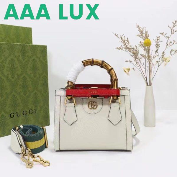 Replica Gucci GG Women Diana Mini Tote Bag White Leather Double G 3
