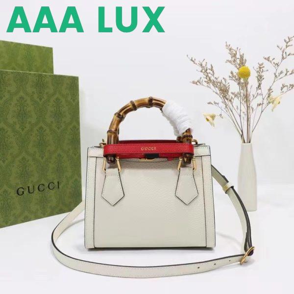 Replica Gucci GG Women Diana Mini Tote Bag White Leather Double G 4