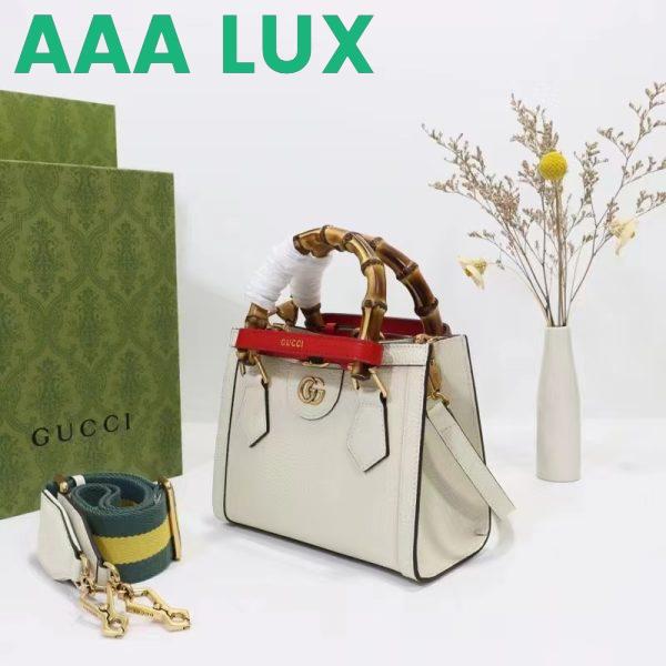 Replica Gucci GG Women Diana Mini Tote Bag White Leather Double G 5