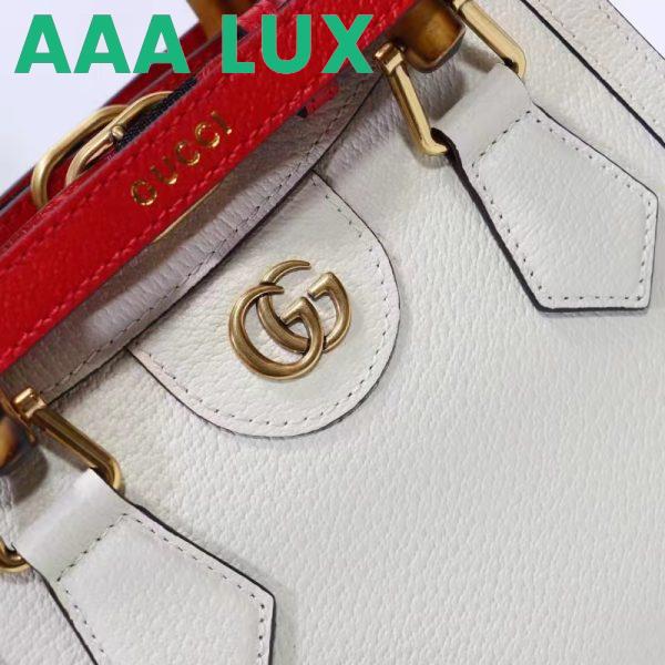 Replica Gucci GG Women Diana Mini Tote Bag White Leather Double G 10