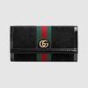 Replica Gucci GG Unisex Ophidia Continental Wallet in Black Suede Leather