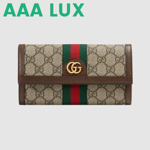Replica Gucci GG Unisex Ophidia GG Continental Wallet in Beige/Ebony GG Supreme Canvas