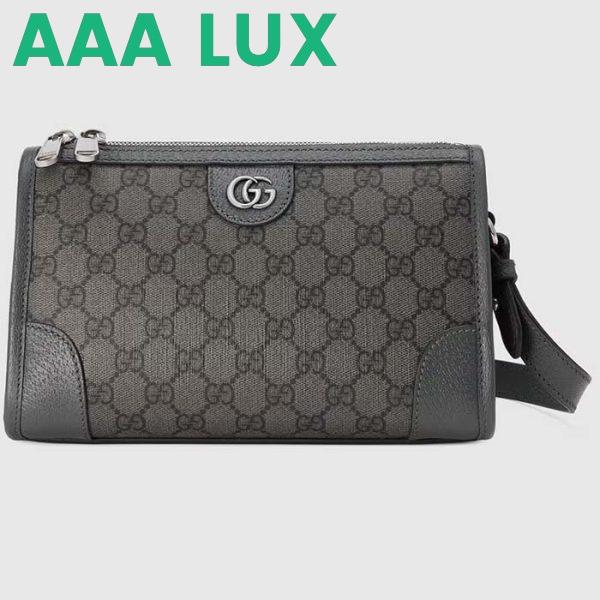 Replica Gucci GG Unisex Ophidia GG Messenger Bag Grey Black GG Supreme Canvas