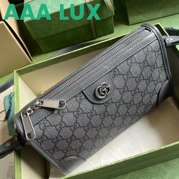 Replica Gucci GG Unisex Ophidia GG Messenger Bag Grey Black GG Supreme Canvas 4