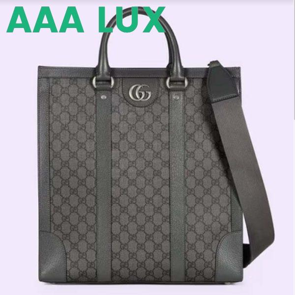 Replica Gucci GG Unisex Ophidia Medium Tote Bag Grey Black GG Supreme Canvas 2