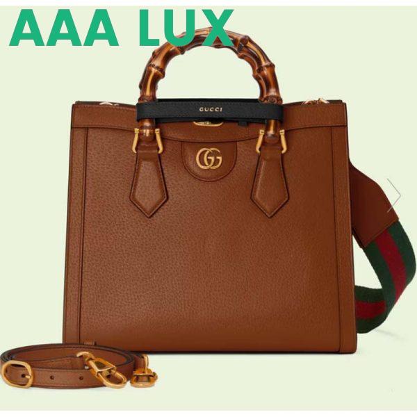 Replica Gucci GG Women Diana Small Tote Bag Double G Brown Cuir Leather 2