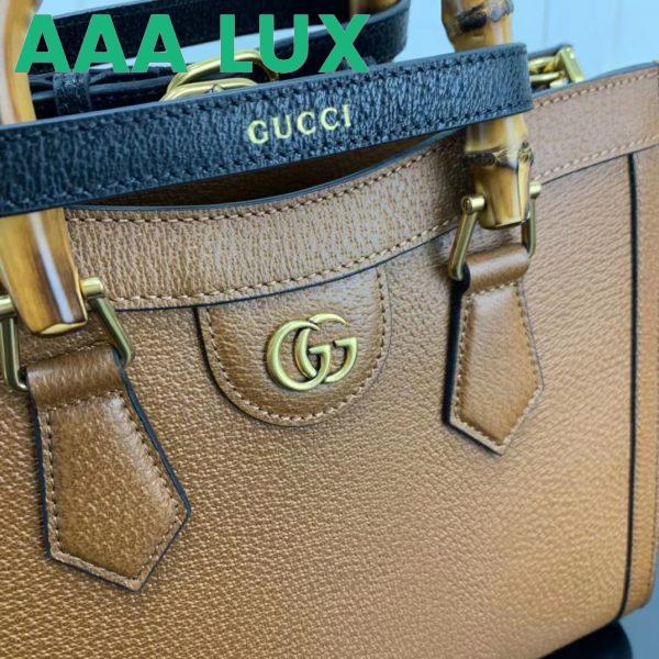 Replica Gucci GG Women Diana Small Tote Bag Double G Brown Cuir Leather 8