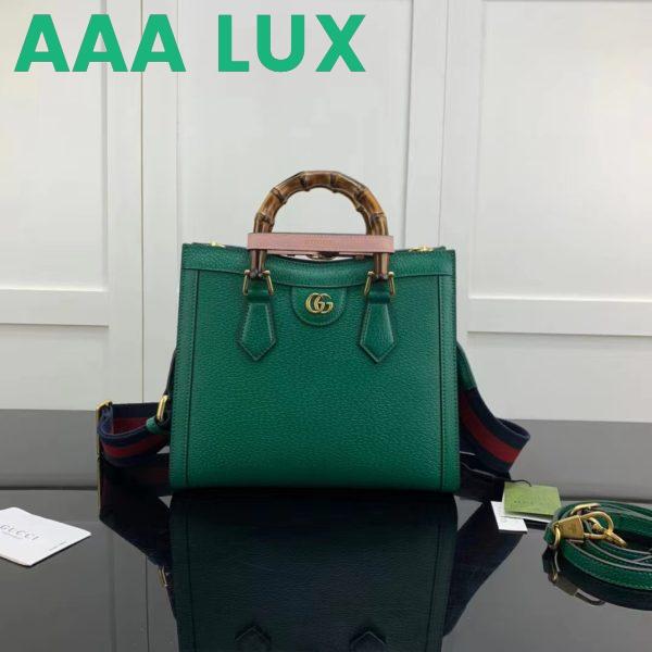 Replica Gucci GG Women Diana Small Tote Bag Double G Green Leather 3