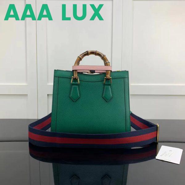 Replica Gucci GG Women Diana Small Tote Bag Double G Green Leather 4