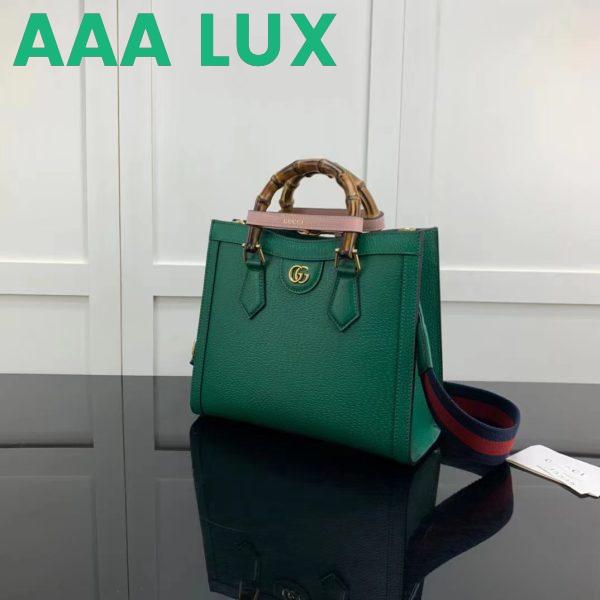 Replica Gucci GG Women Diana Small Tote Bag Double G Green Leather 5