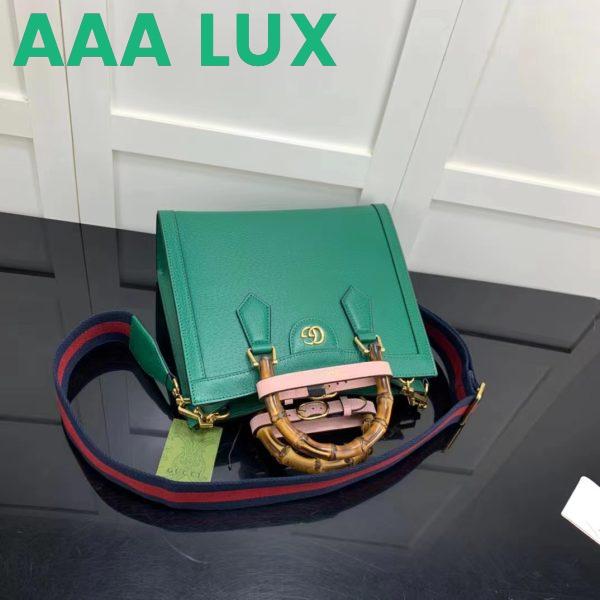 Replica Gucci GG Women Diana Small Tote Bag Double G Green Leather 6