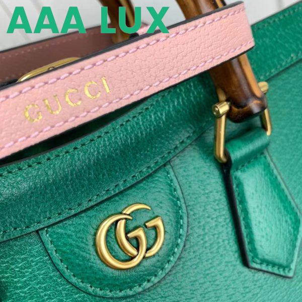 Replica Gucci GG Women Diana Small Tote Bag Double G Green Leather 9