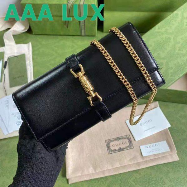 Replica Gucci GG Women GG Jackie 1961 Chain Wallet Black Leather Gold-Toned Hardware 5