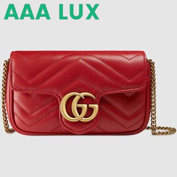 Replica Gucci GG Women GG Marmont Matelassé Leather Super Mini Bag-Red