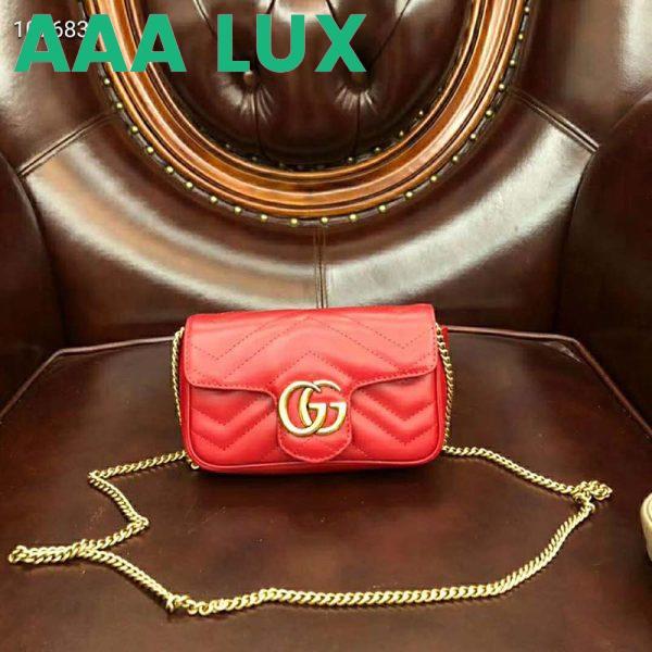 Replica Gucci GG Women GG Marmont Matelassé Leather Super Mini Bag-Red 3
