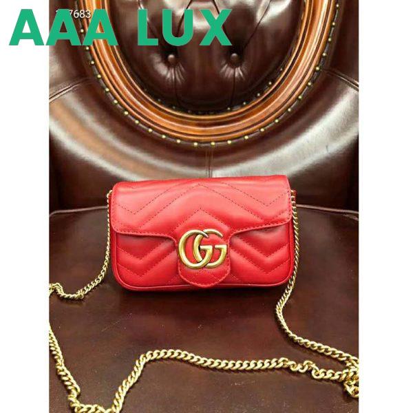 Replica Gucci GG Women GG Marmont Matelassé Leather Super Mini Bag-Red 4