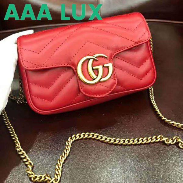 Replica Gucci GG Women GG Marmont Matelassé Leather Super Mini Bag-Red 5