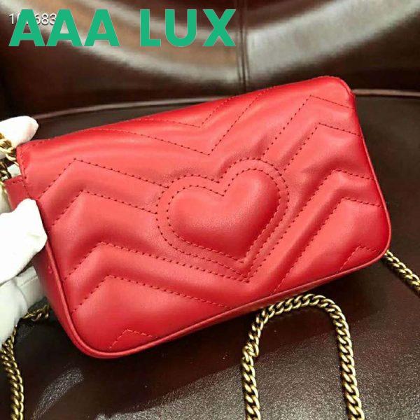 Replica Gucci GG Women GG Marmont Matelassé Leather Super Mini Bag-Red 6