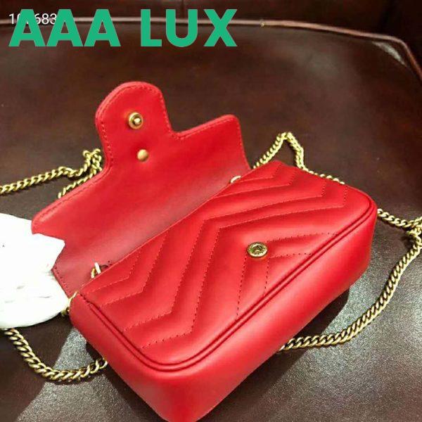 Replica Gucci GG Women GG Marmont Matelassé Leather Super Mini Bag-Red 7