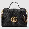 Replica Gucci GG Women GG Marmont Medium Top Handle Bag-Black