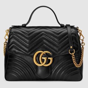 Replica Gucci GG Women GG Marmont Medium Top Handle Bag-Black 2