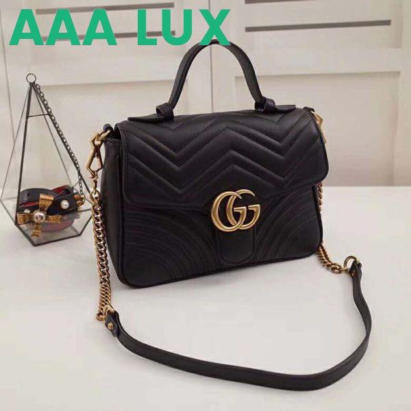 Replica Gucci GG Women GG Marmont Medium Top Handle Bag-Black 3