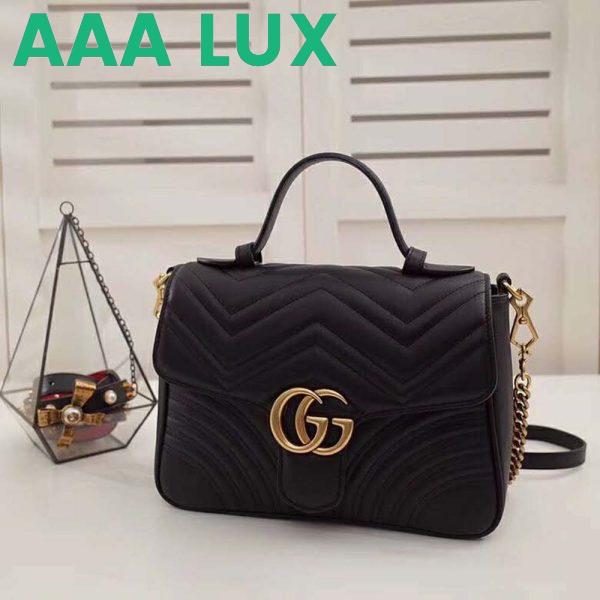 Replica Gucci GG Women GG Marmont Medium Top Handle Bag-Black 4