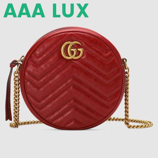 Replica Gucci GG Women GG Marmont Mini Round Shoulder Bag in Matelassé Chevron Leather