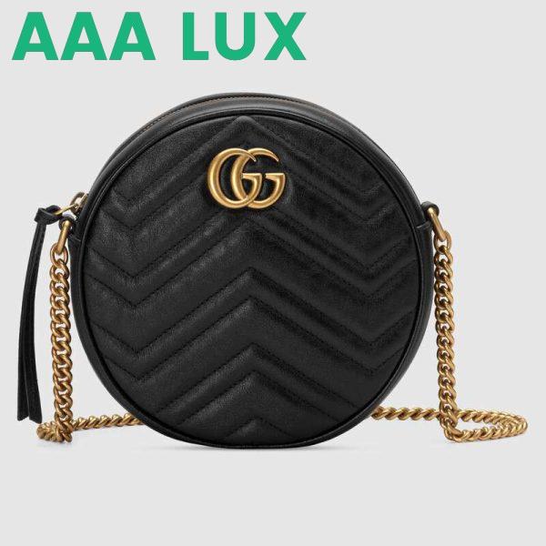 Replica Gucci GG Women GG Marmont Mini Round Shoulder Bag in Matelassé Chevron Leather 4