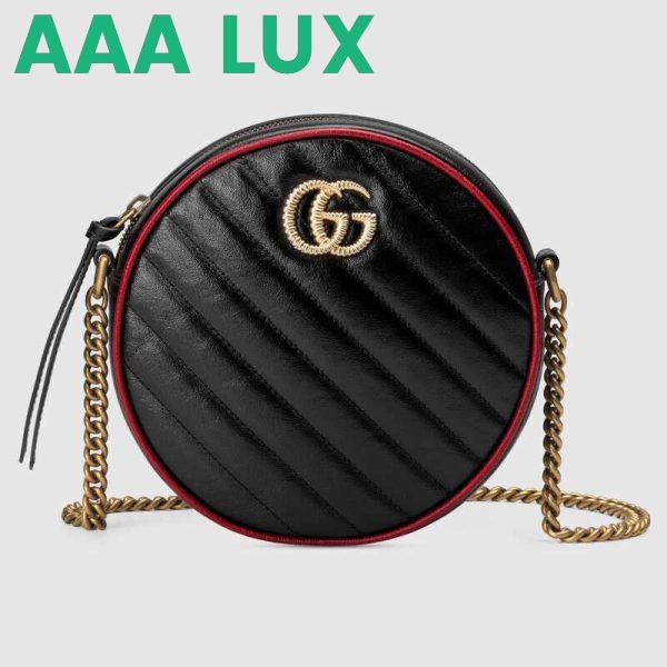 Replica Gucci GG Women GG Marmont Mini Round Shoulder Bag-Black 2