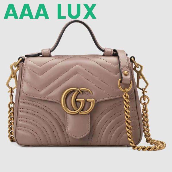 Replica Gucci GG Women GG Marmont Mini Top Handle Bag in Matelassé Chevron Leather