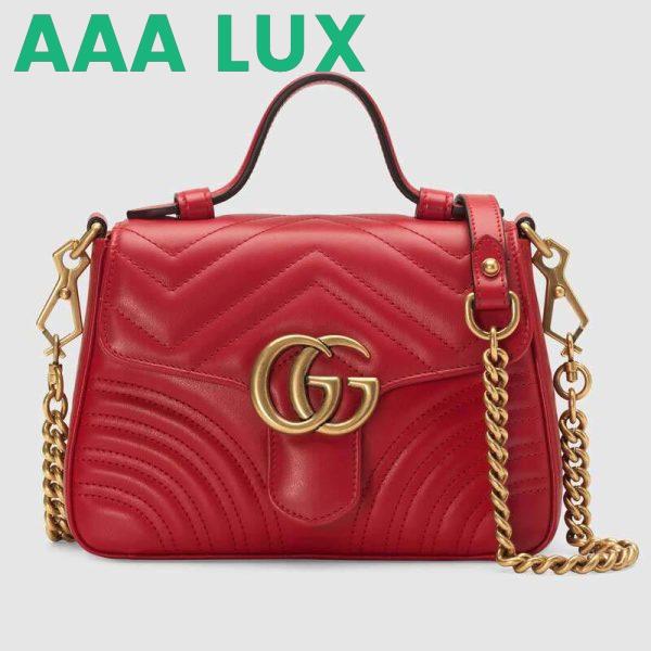 Replica Gucci GG Women GG Marmont Mini Top Handle Bag in Matelassé Chevron Leather 3