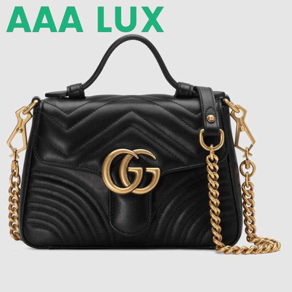 Replica Gucci GG Women GG Marmont Mini Top Handle Bag in Matelassé Chevron Leather 4