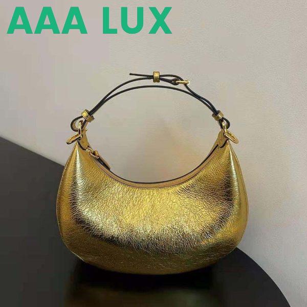 Replica Fendi Women Fendigraphy Small Gold Laminated Leather Bag 4
