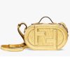 Replica Fendi Women FF O’Lock Mini Camera Case Gold Laminated Leather Mini Bag