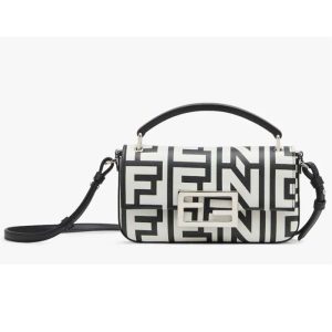 Replica Fendi Women FF Baguette Phone Pouch Two-Tone Leather Fendi Roma Capsule Bag 2