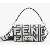 Replica Fendi Women FF Brooch Mini Baguette Fendace Bag Gold Perforated Leather 19