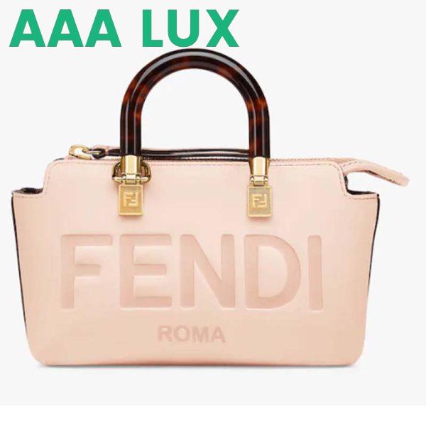 Replica Fendi Women FF By The Way Mini Small Boston Bag Light Pink Leather