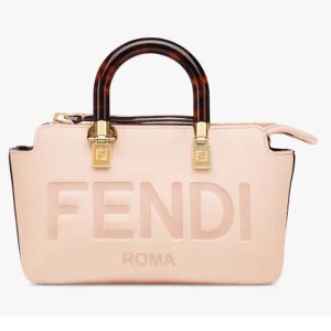 Replica Fendi Women FF By The Way Mini Small Boston Bag Light Pink Leather 2