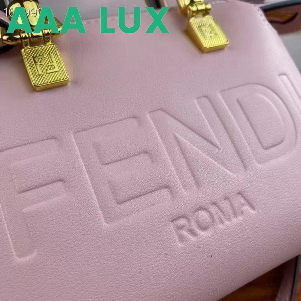 Replica Fendi Women FF By The Way Mini Small Boston Bag Light Pink Leather 7