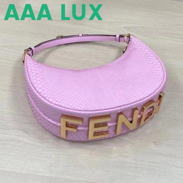 Replica Fendi Women FF Fendigraphy Small Pale Pink Python Leather Bag 5