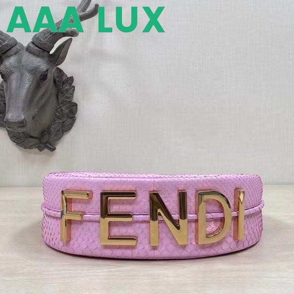 Replica Fendi Women FF Fendigraphy Small Pale Pink Python Leather Bag 7